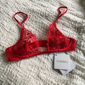 La Perla B30 red lingerie lace bra